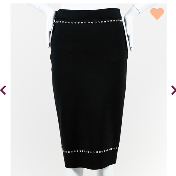 GIVENCHY EUC Wool Blend Knit Studded Pencil Skirt in Black Silver Size S - Picture 1 of 12